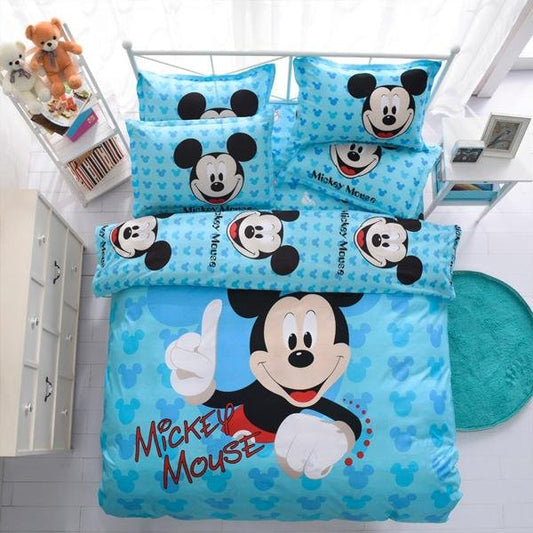 Mickey Mouse & Friends Twin Full Queen Sheet Sets Duvet Cover Blue Bedding Sets MM1 - Lusy Store