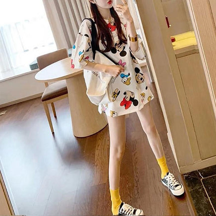 Mickey Mouse T Shirt Short Sleeved Female Loose Fashion White
