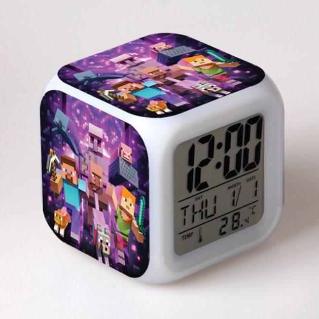 Minecraft Alarm Clock Colorful LED Night Light Lusy Store LLC