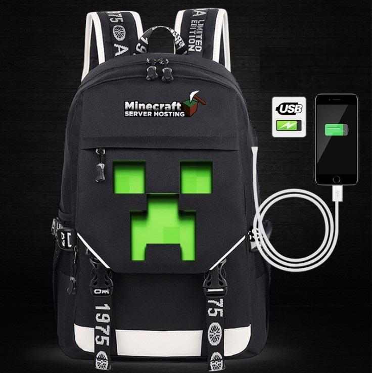 Minecraft Backpack Male Female Students Single Creeper Backpack Unique Premium Quality B114 - Lusy Store