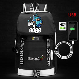 Minecraft Backpack Male Female Students Single Creeper Backpack Unique Premium Quality B117 M