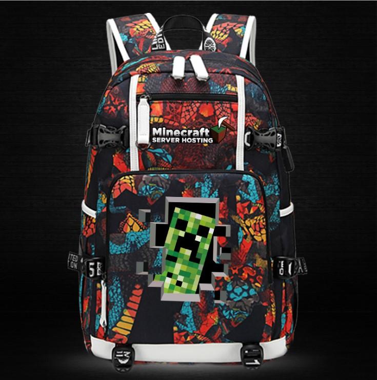 Minecraft Backpack Male Female Students Single Creeper Backpack Unique Premium Quality B124 - Lusy Store