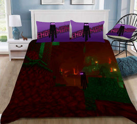 Minecraft Bed Sheets Enderman Dungeons Volcano Twin Full Queen King Bed Set - Lusy Store