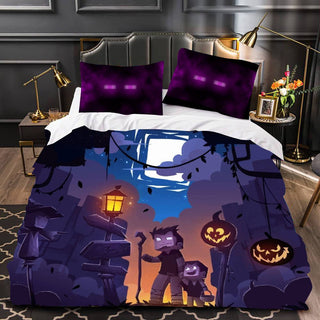 Minecraft Bed Sheets Enderman Halloween Bedding Twin Full Queen King Colorful Bed Set - Lusy Store