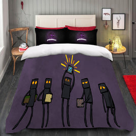 Minecraft Bed Sheets Enderman Mine Twin Full Queen King Black Bed Set - Lusy Store