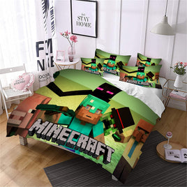 Minecraft Bed Sheets Enderman Steve Minecraft Twin Full Queen King Bed Set - Lusy Store