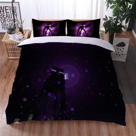 Minecraft Bed Sheets Enderman Twin Full Queen King Black Bed Set - Lusy Store