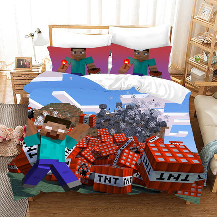 Minecraft Bed Sheets Steve Minecraft Modern Bedroom Twin Full Queen King Bed Set - Lusy Store