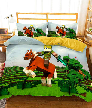 Minecraft Bedding Sets Boy Bedroom Colorful Lining Cloth D564 - Lusy Store