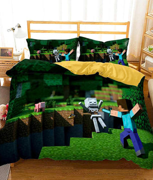 Minecraft Bedding Sets Boy Bedroom Colorful Lining Cloth D564 - Lusy Store
