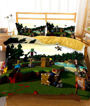 Minecraft Bedding Sets Boy Bedroom Colorful Lining Cloth D564 - Lusy Store