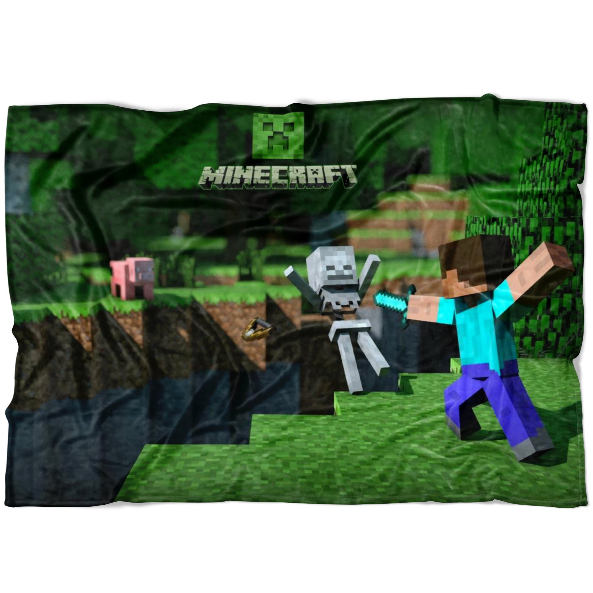 Minecraft Blanket Soft Green Fleece Blanket Minecraft Funny MC882 - Lusy Store