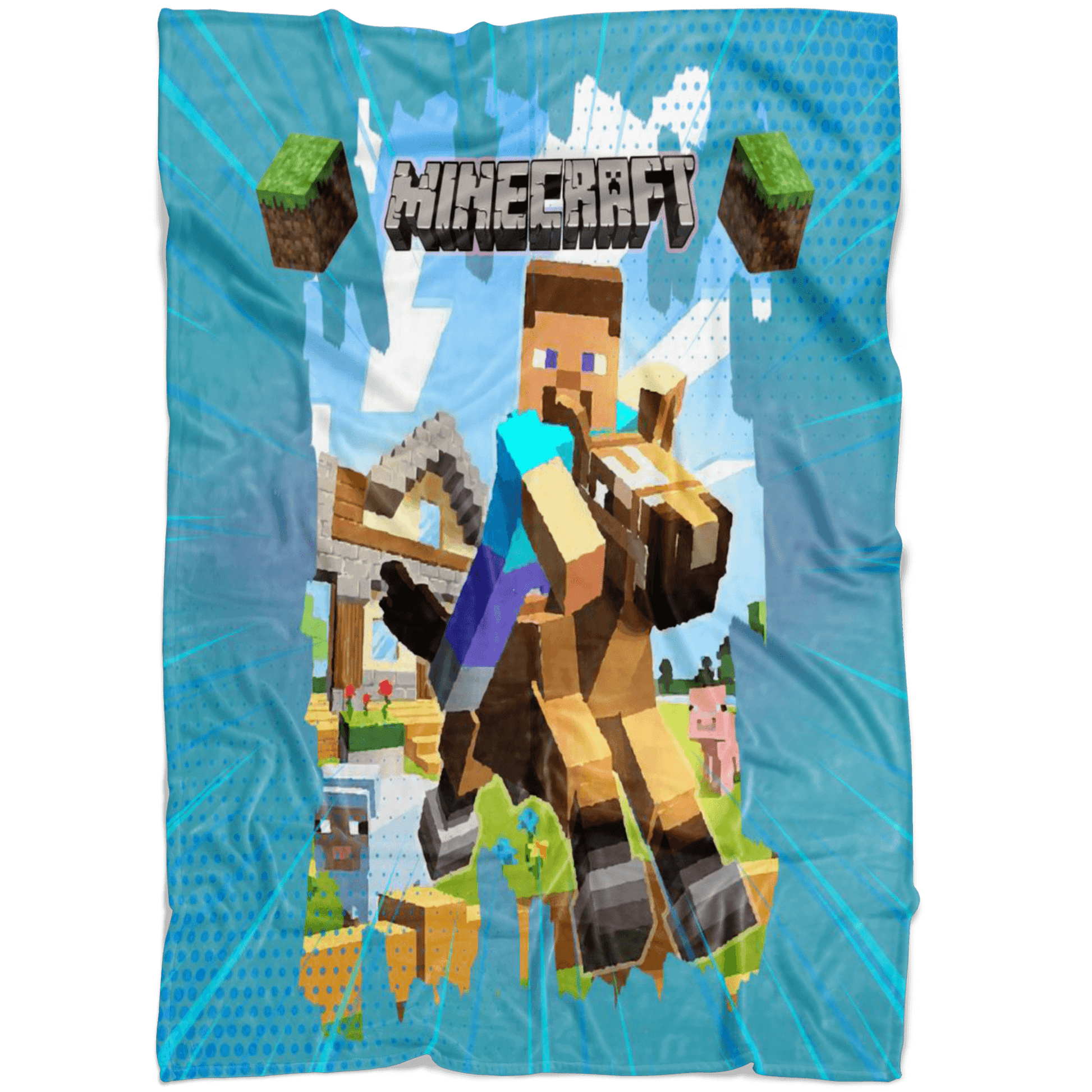 Minecraft Blanket Steven Ride a Horse - Lusy Store