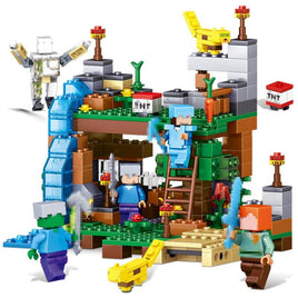 Minecraft Block Lepining Village City Tree House Warhorse Bricks Toys For Children Waterfall