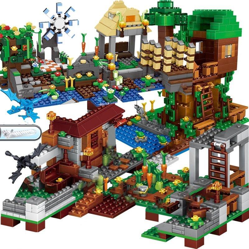 Minecraft Block Tree House The Mine Mountain Model My World Figures Building Blocks - Lusy Store