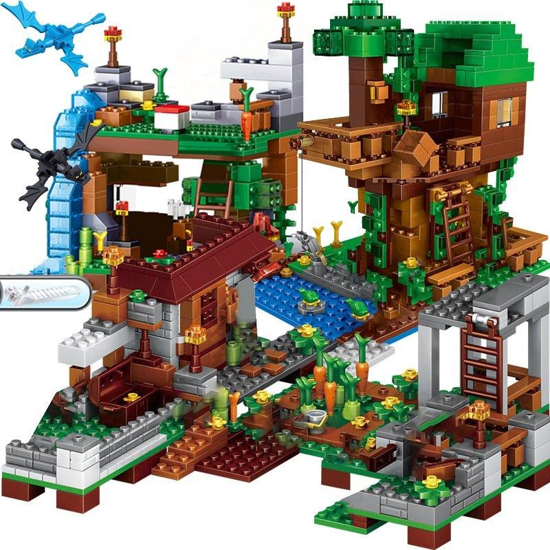 Minecraft Block Tree House The Mine Mountain Model My World Figures Building Blocks - Lusy Store