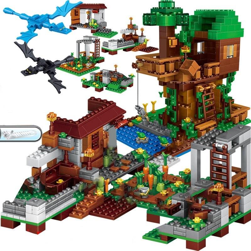Minecraft Block Tree House The Mine Mountain Model My World Figures Building Blocks - Lusy Store