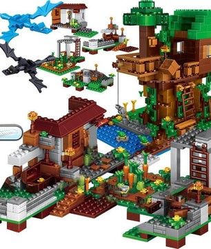 Minecraft Block Tree House The Mine Mountain Model My World Figures Building Blocks - Lusy Store