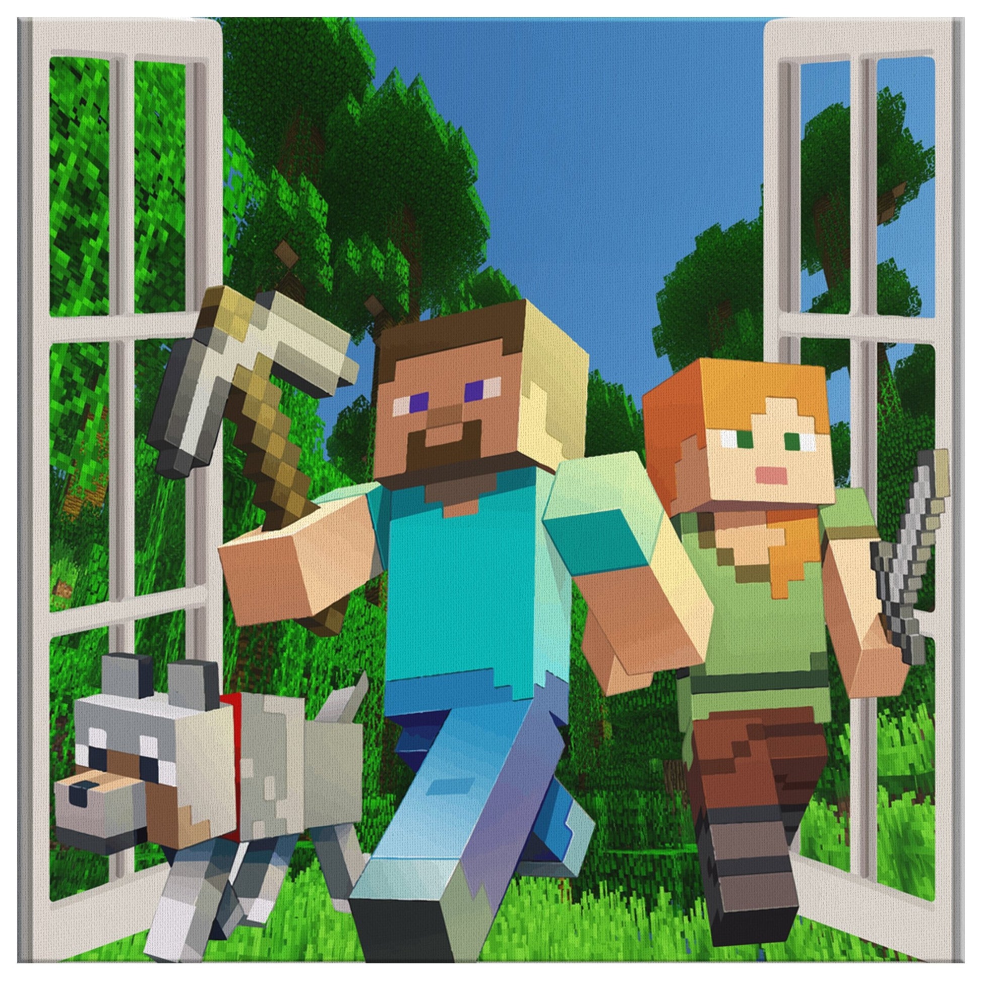 Minecraft Canvas Wrap 3D Four Size Wall Decor Wall Art Funny - Lusy Store