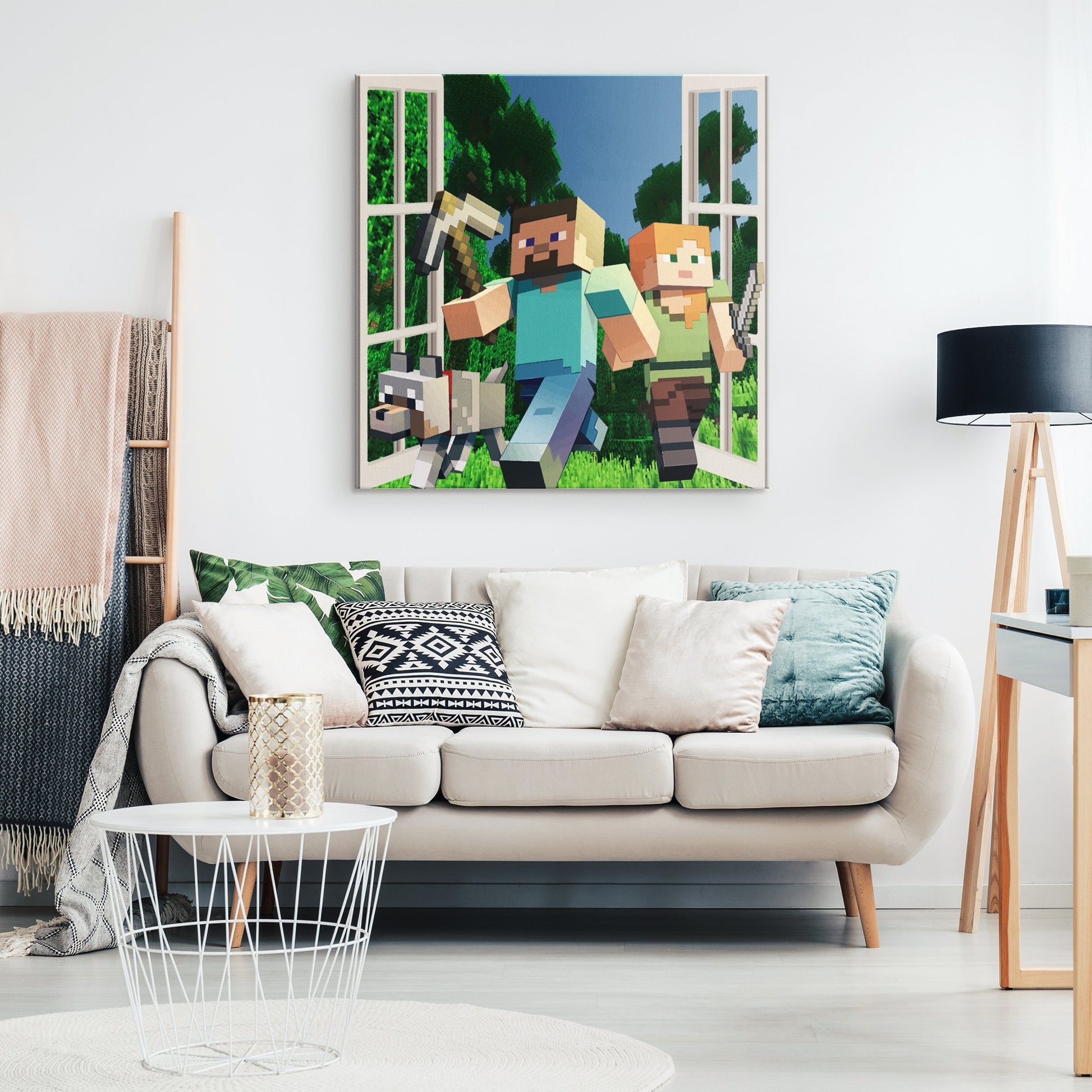 Minecraft Canvas Wrap 3D Four Size Wall Decor Wall Art Funny - Lusy Store