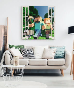 Minecraft Canvas Wrap 3D Four Size Wall Decor Wall Art Funny - Lusy Store