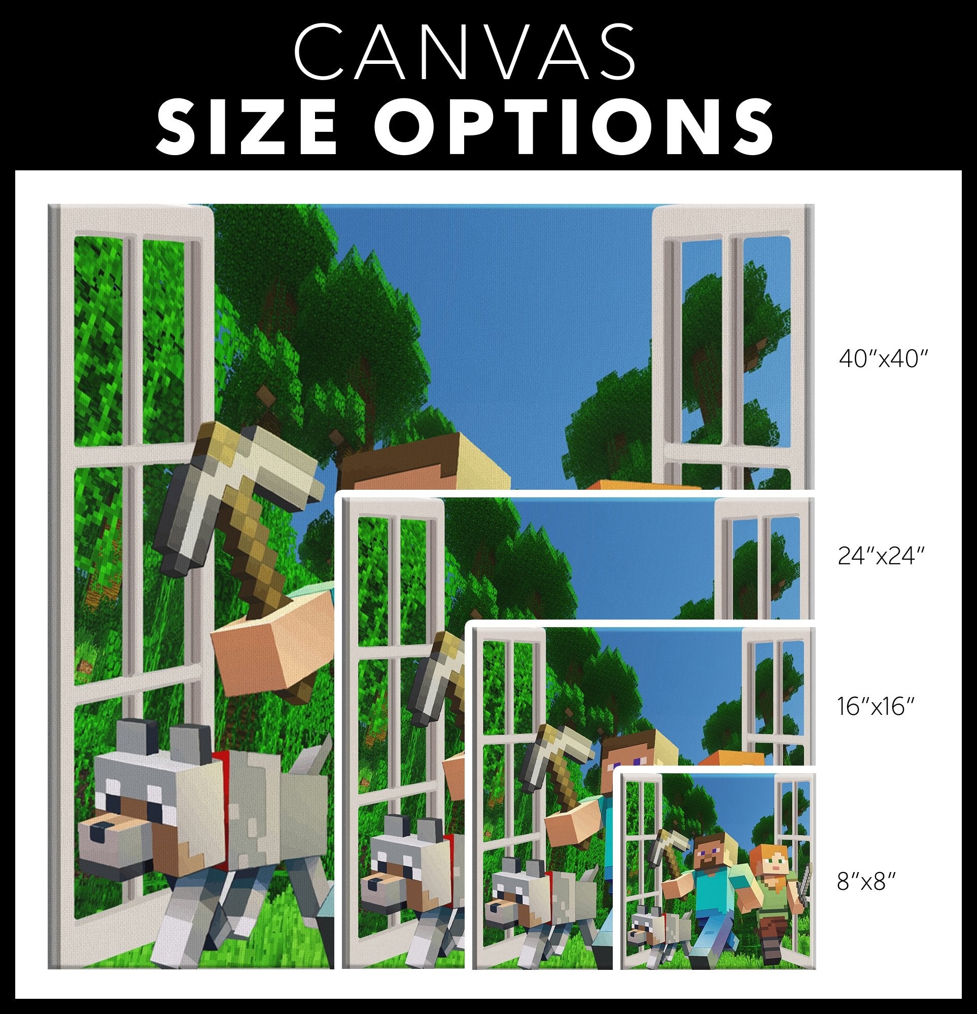 Minecraft Canvas Wrap 3D Four Size Wall Decor Wall Art Funny - Lusy Store
