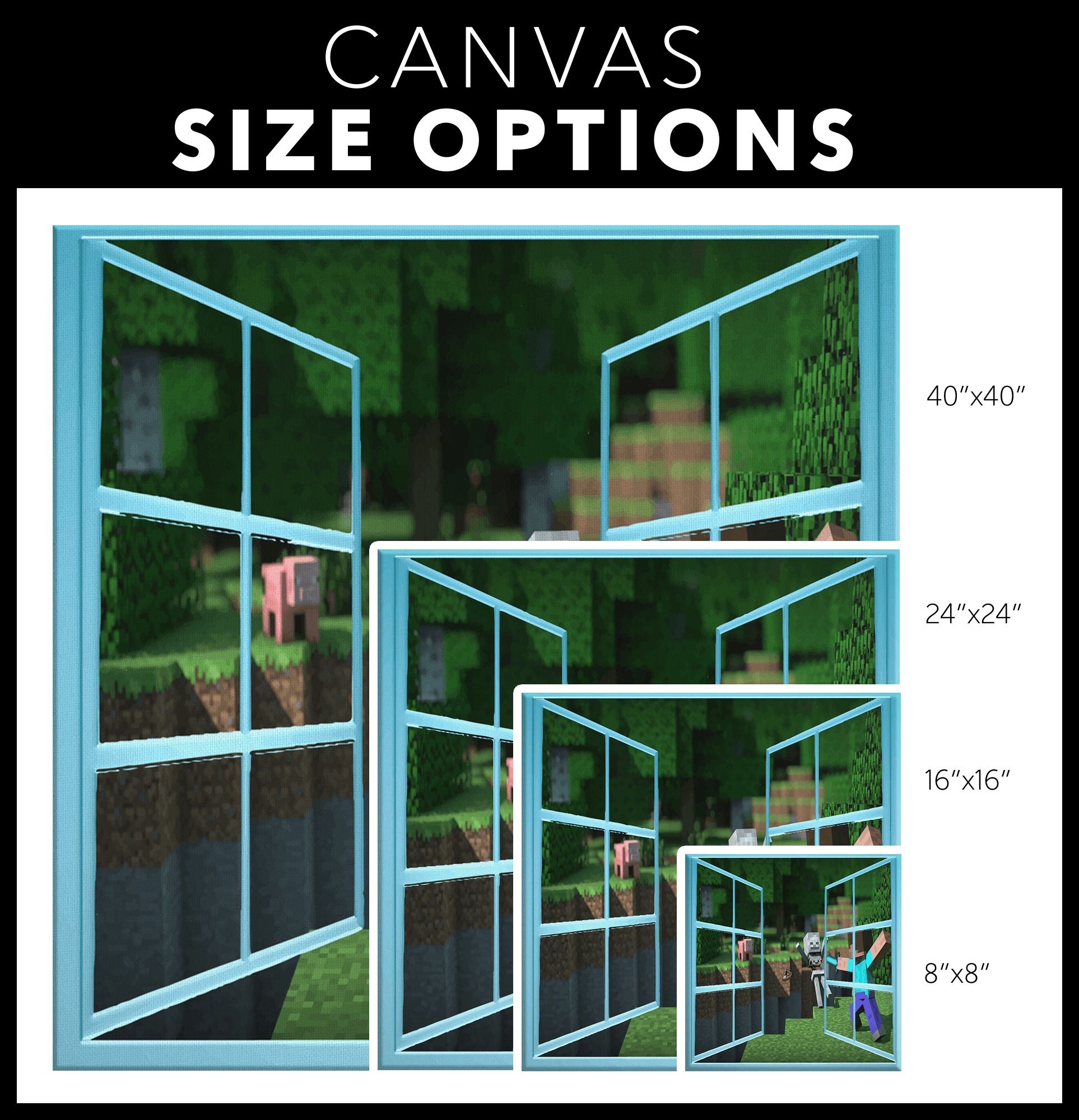 Minecraft Canvas Wrap Four Size Wall Decor Art Pictures For Living Room Bedroom - Lusy Store