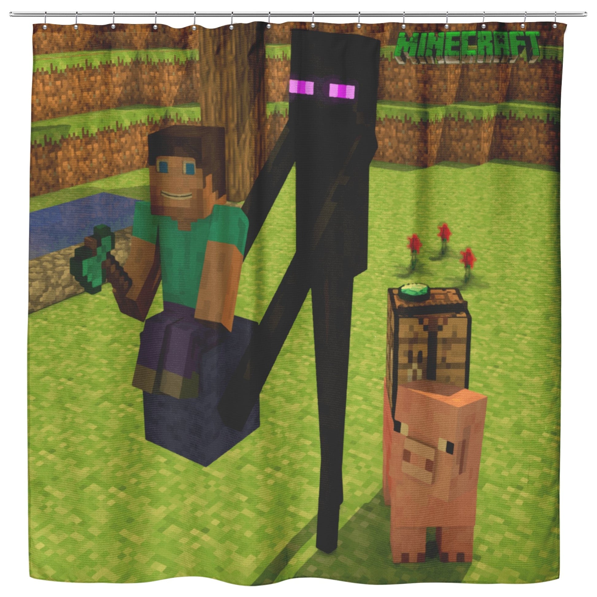 Minecraft Curtain Funny Minecraft Shower Curtain For Bathroom Decor MC901 - Lusy Store