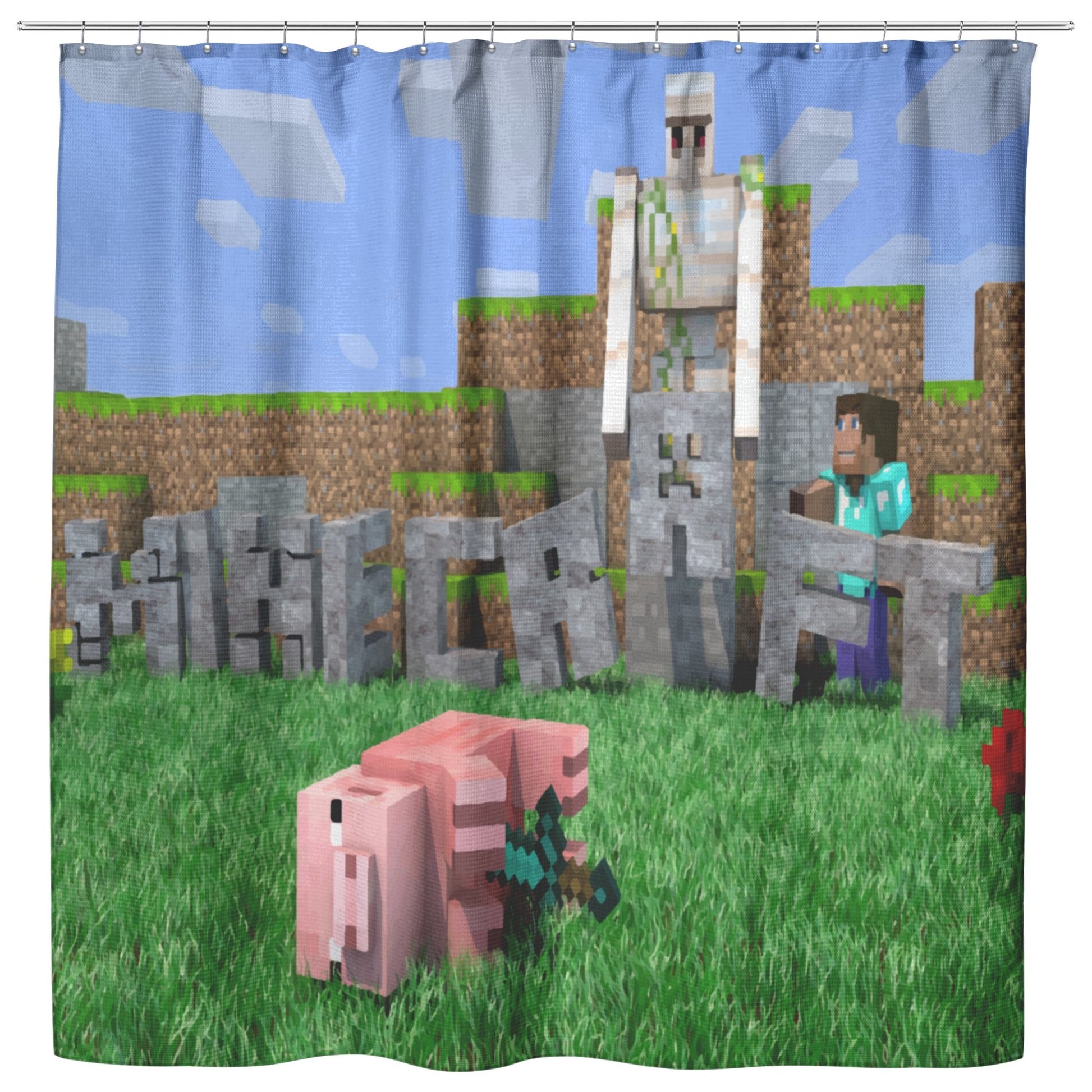 Minecraft Curtain Funny Playing Minecraft Shower Curtain For Bathroom Decor MC905 - Lusy Store
