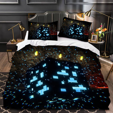Minecraft Diamond Bed Sheets Block of Diamond Duvet Covers Twin Full Queen King Black Bed Set - Lusy Store