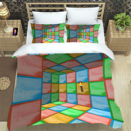Minecraft Diamond Bed Sheets Colorful Floor Minecraft Duvet Covers Twin Full Queen King Bed Set - Lusy Store