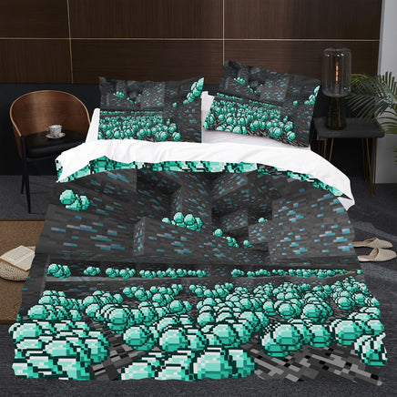 Minecraft Diamond Bed Sheets Diamond Egg Minecraft Duvet Covers Twin Full Queen King Bed Set - Lusy Store