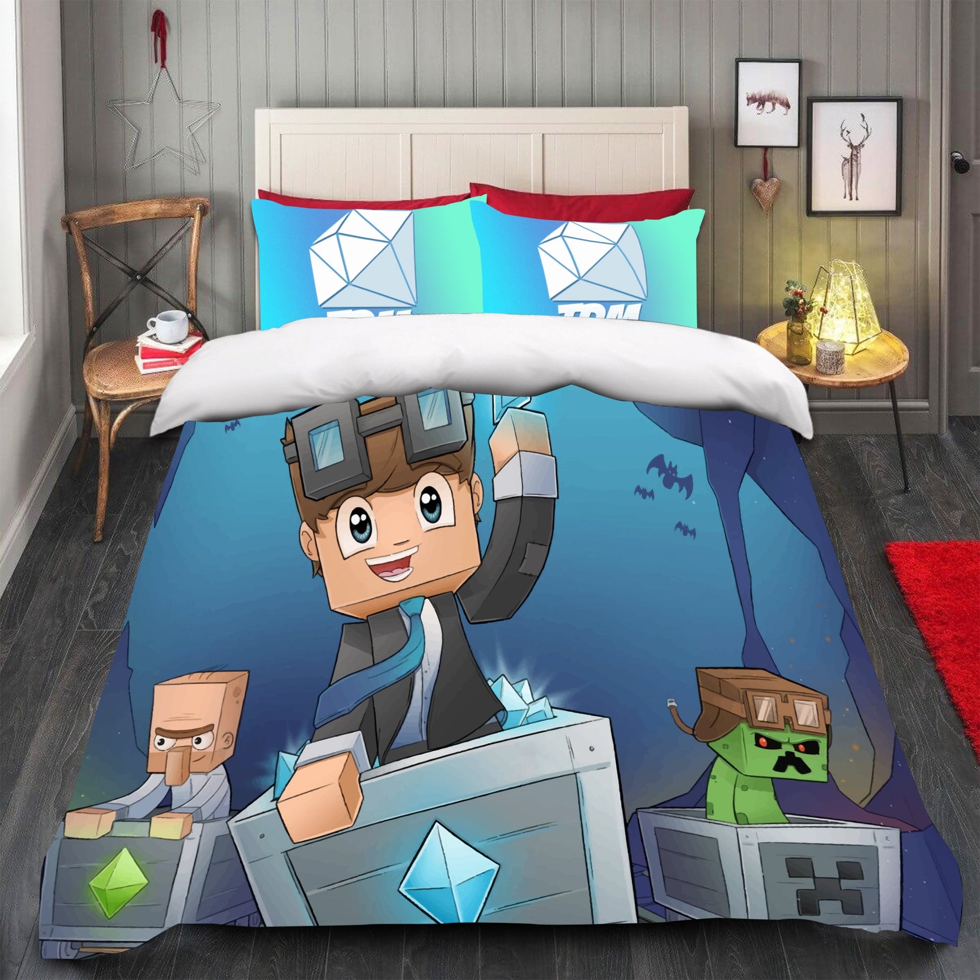Minecraft Diamond Bed Sheets TDM Minecraft Duvet Covers Twin Full Queen King Bed Set - Lusy Store
