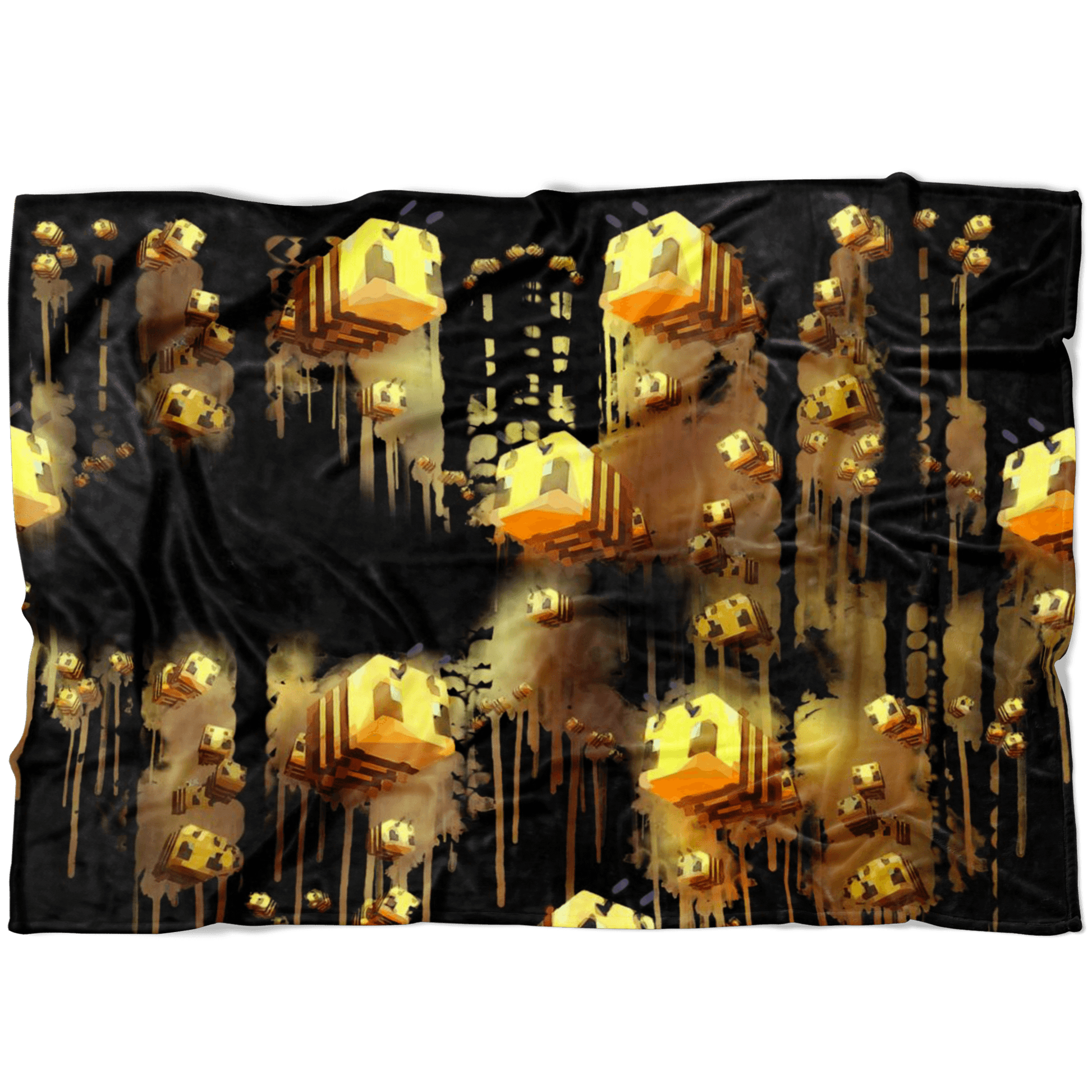 Minecraft Feece Blanket Minecraft Bees Black Blanket LS0723 - Lusy Store