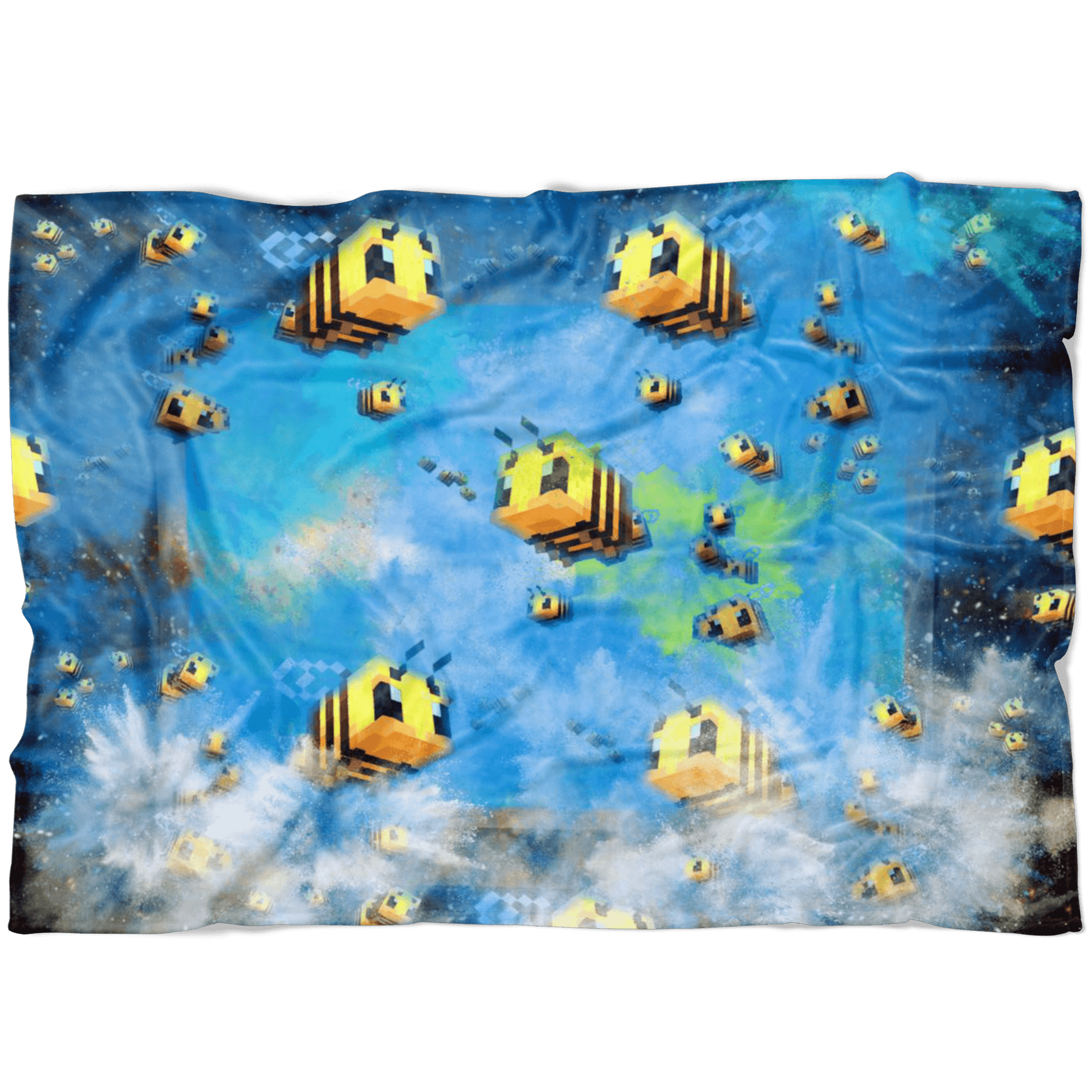 Minecraft Feece Blanket Minecraft Bees Color Festival Blue Blanket - Lusy Store
