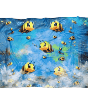 Minecraft Feece Blanket Minecraft Bees Color Festival Blue Blanket - Lusy Store