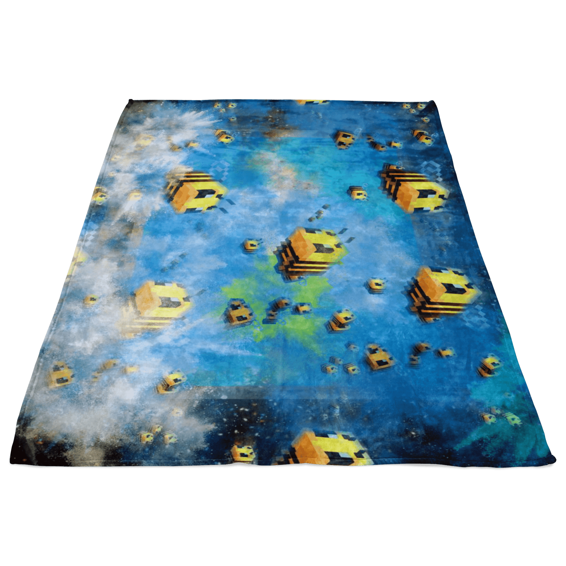 Minecraft Feece Blanket Minecraft Bees Color Festival Blue Blanket - Lusy Store