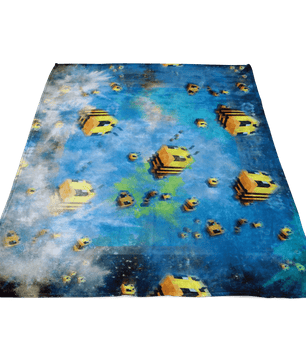 Minecraft Feece Blanket Minecraft Bees Color Festival Blue Blanket - Lusy Store