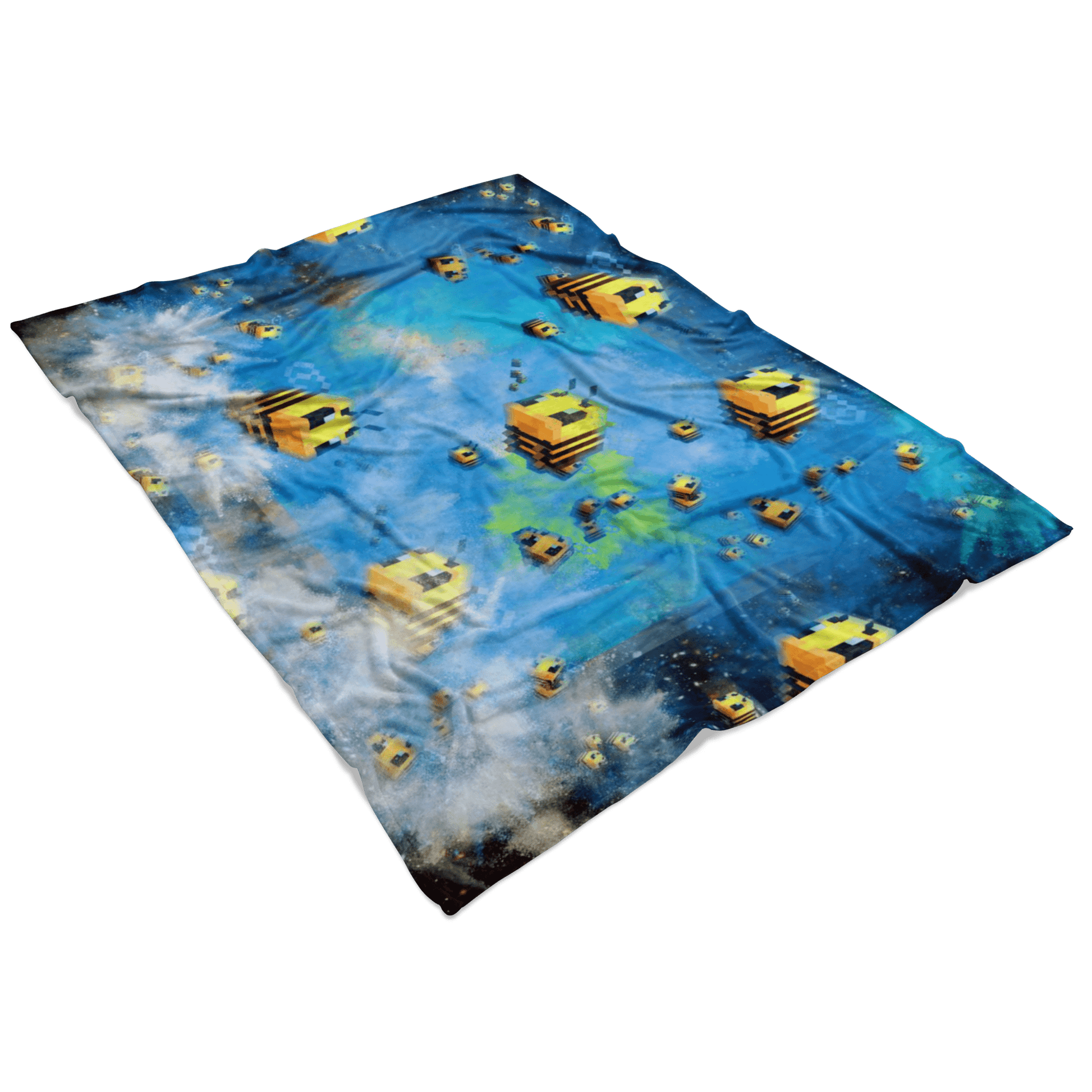 Minecraft Feece Blanket Minecraft Bees Color Festival Blue Blanket - Lusy Store