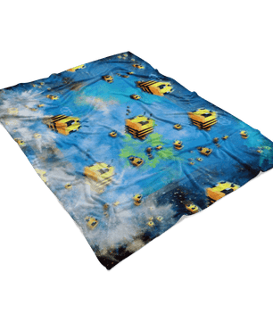 Minecraft Feece Blanket Minecraft Bees Color Festival Blue Blanket - Lusy Store