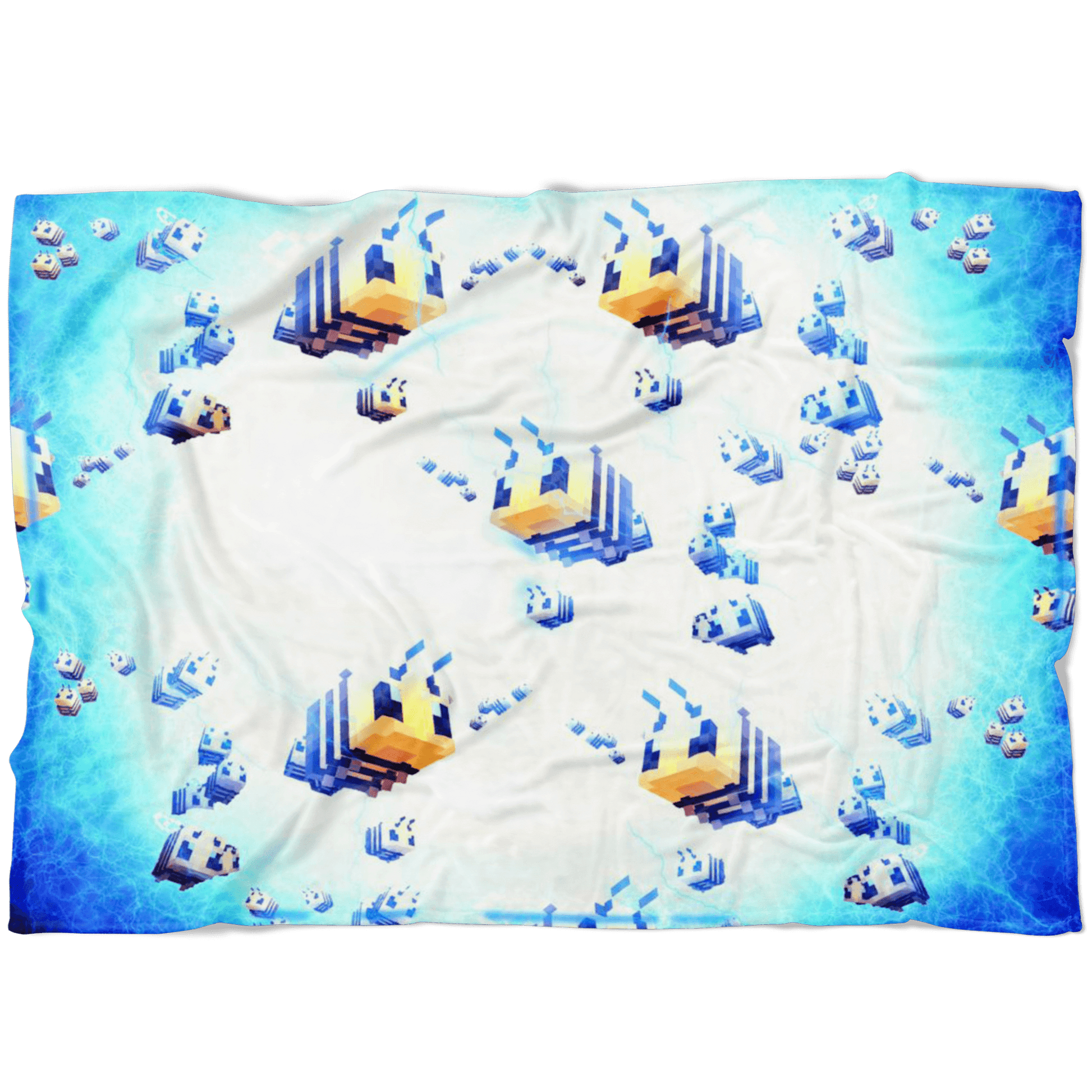Minecraft Feece Blanket Minecraft Bees Electric Blue Blanket - Lusy Store