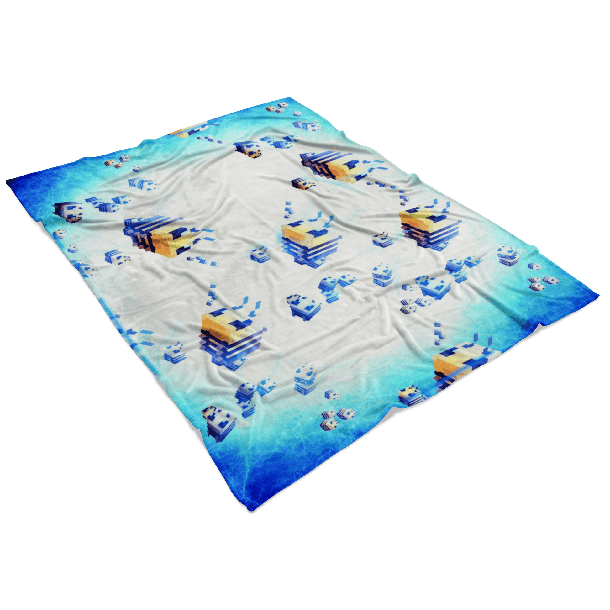 Minecraft Feece Blanket Minecraft Bees Electric Blue Blanket - Lusy Store