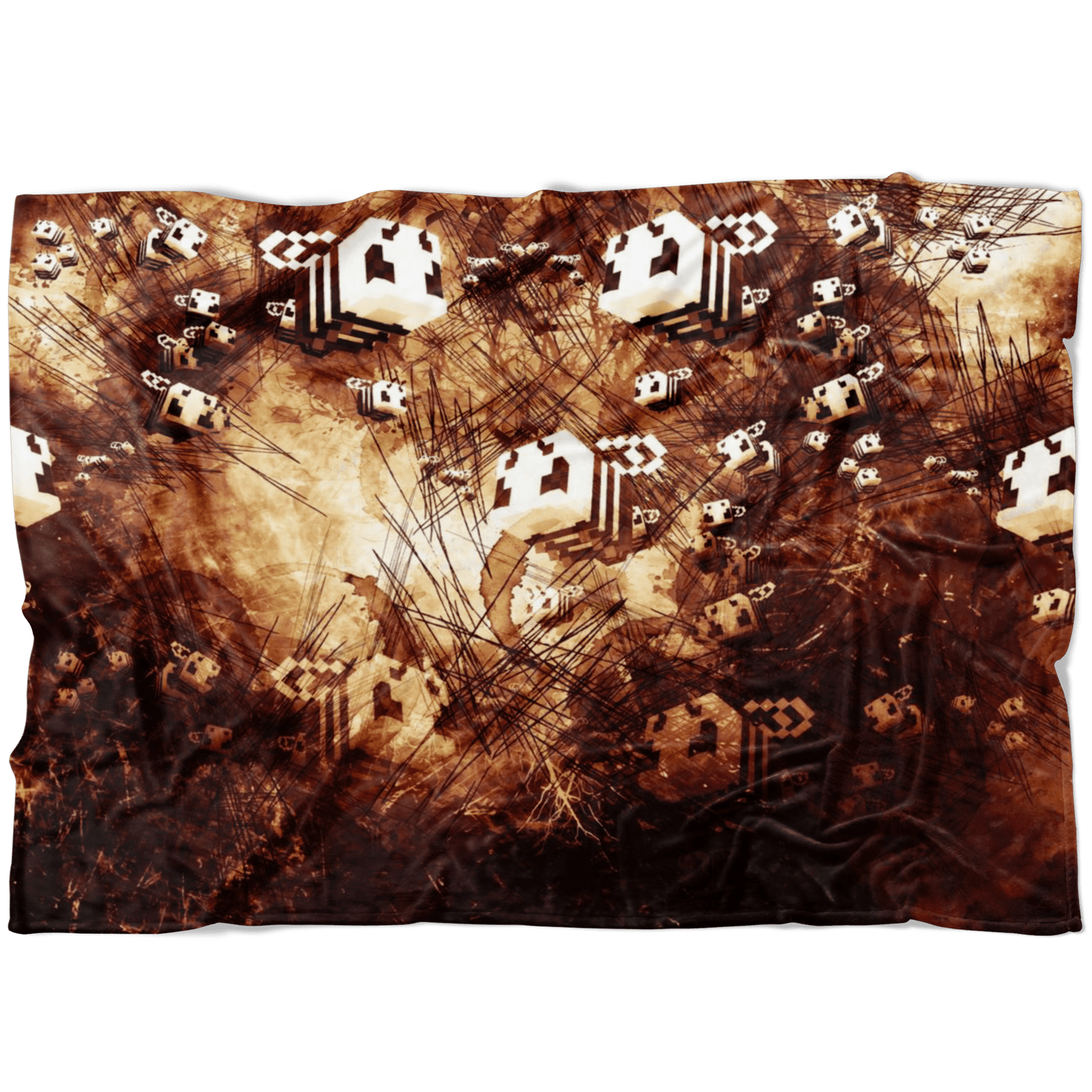 Minecraft Feece Blanket Minecraft Bees Grunge Black Blanket - Lusy Store