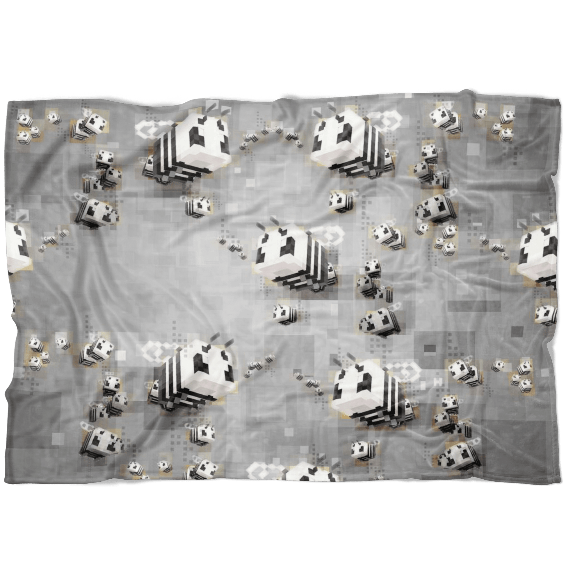 Minecraft Feece Blanket Minecraft Bees Pixels Grey Blanket - Lusy Store