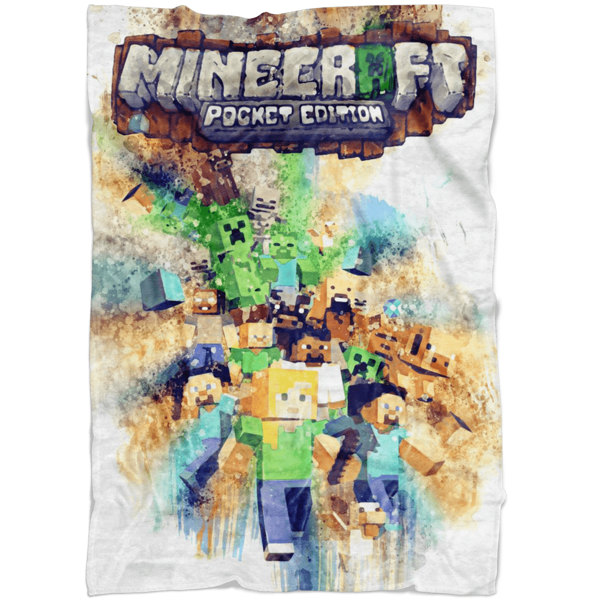 Minecraft Fleece Blanket Artistic Watercolor White Blanket - Lusy Store