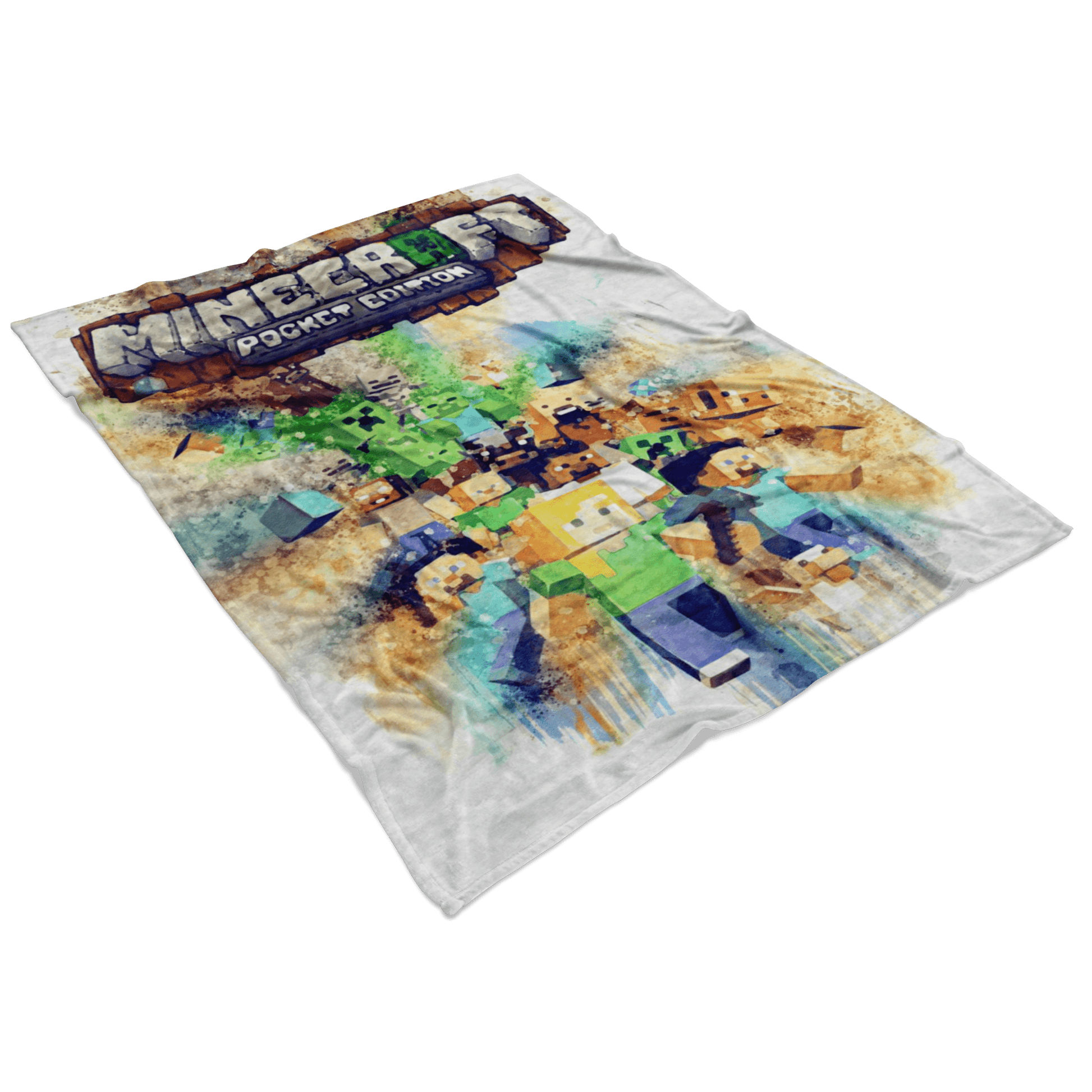 Minecraft Fleece Blanket Artistic Watercolor White Blanket - Lusy Store
