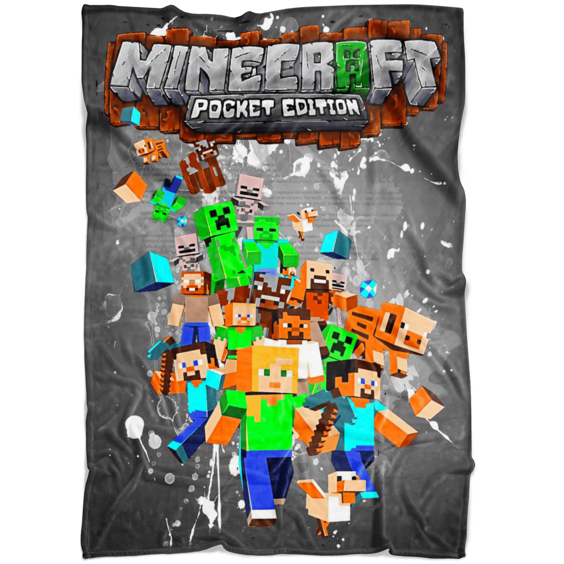 Minecraft Fleece Blanket Color Splash Grey Blanket - Lusy Store