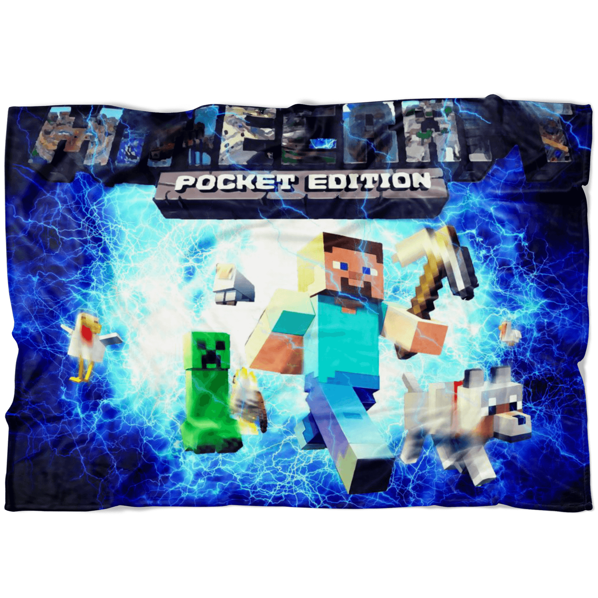 Minecraft Fleece Blanket Electric Blue Blanket Warm And Super Comfortable Best Gift For Kids - Lusy Store