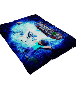 Minecraft Fleece Blanket Electric Blue Blanket Warm And Super Comfortable Best Gift For Kids - Lusy Store