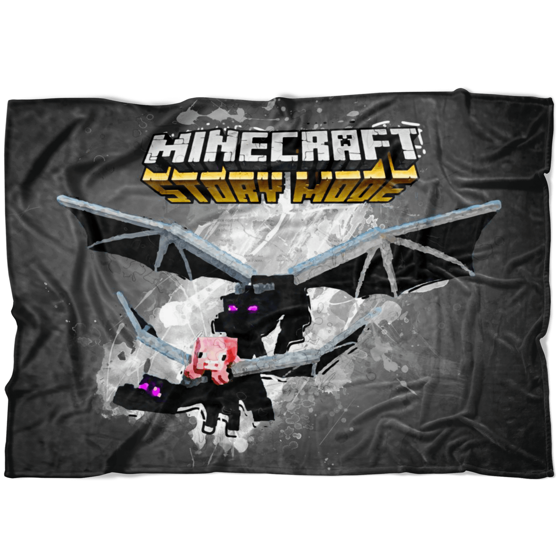 Minecraft Fleece Blanket Ender Dragon Color Splash Black Blanket - Lusy Store
